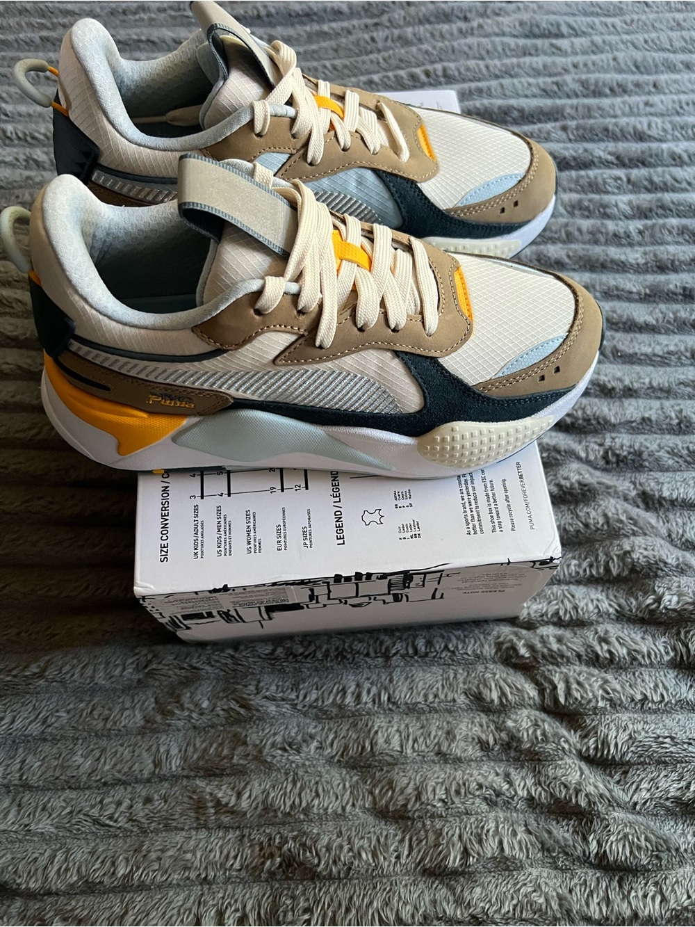Puma Men's Cream, Tan, Black & Yellow Retro Runner Sneakers